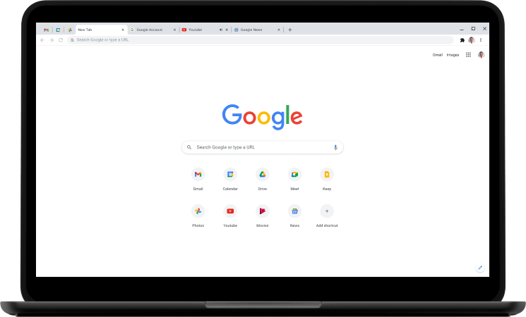 Prijenosno računalo na kojem se prikazuje početna stranica Google.com.