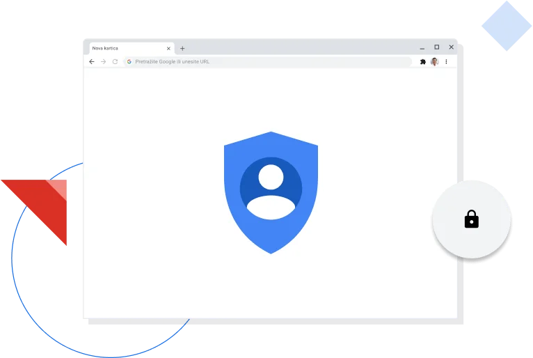 Prozor preglednika Chrome u kojem se prikazuje Googleova ikona privatnosti.