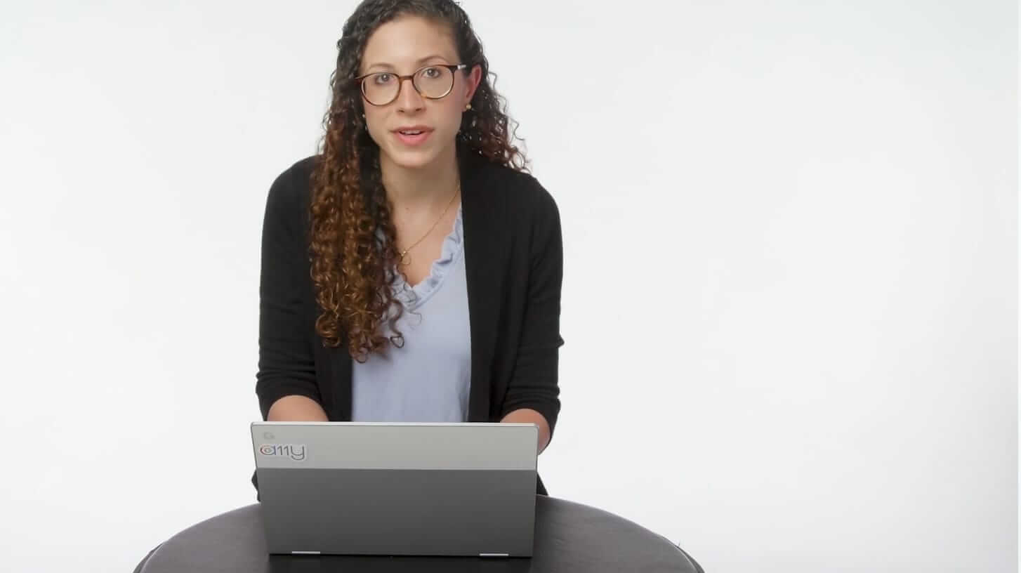 Video featuring a Google accessibility program manager describing how to use the select-to-speak feature on Chromebooks.