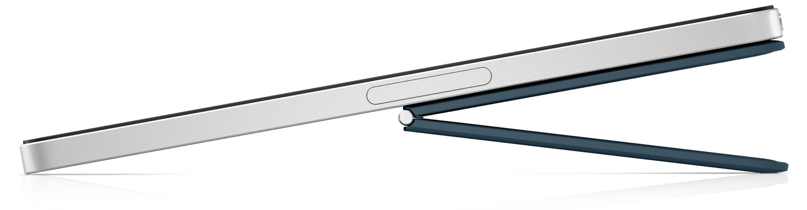 A side view of the HP Chromebook x2 with kickstand engaged.